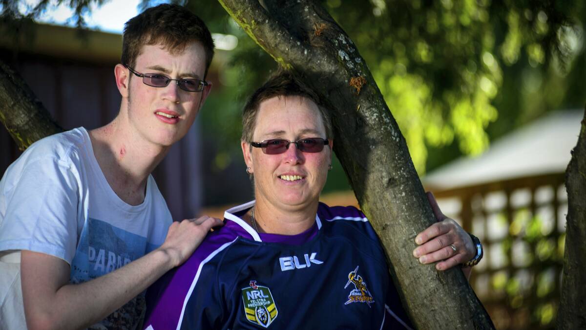 Fiona Seward and her 17-year-old heart transplant recipient son Gavin, of Longford. Picture: PHILLIP BIGGS