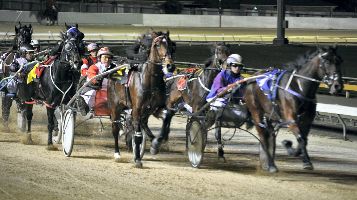 Faithful Gabby, driven by Gareth Rattray, on her way to victory in last night’s $30,000 Granny Smith Stakes at Devonport. Picture: GREG MANSFIELD