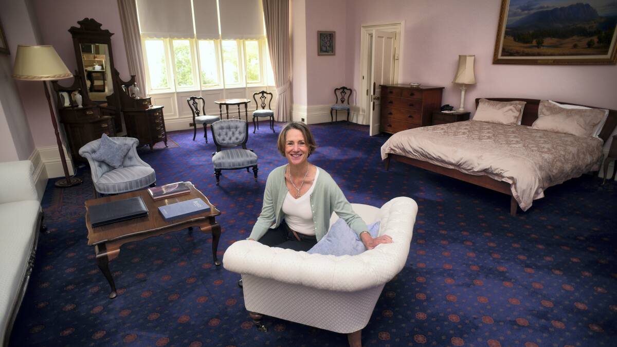 The Governor in the  main bedroom, which has never been   photographed until now. Picture: PAUL SCAMBLER