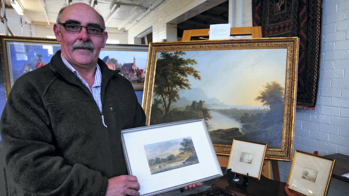Scott Millen, of Tullochs Auctions, with John Glover works that will go under the hammer today from 2pm.
