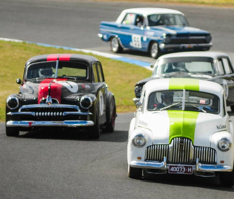 Round of the Baskervilles: Motor racing at the iconic Hobart track in 2014. The track in its curent form will host its last race meeting this weekend before it is resurfaced. Picture: Peter Sanders