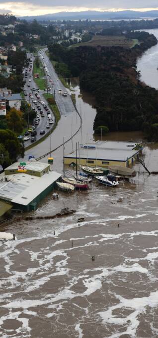 Swamped: Tamar Rowing Club was swamped by the rising waters of the South Esk. Picture: Paul Scambler