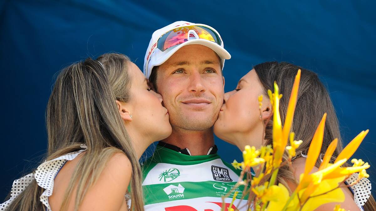 Cap that: Clarke has become accustomed to podium ceremonies while with Drapac. Picture: Getty Images