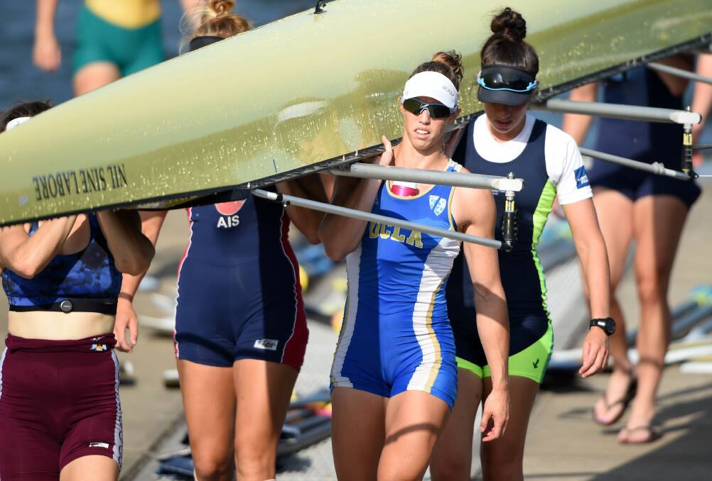 Pieces of eight: Meaghan Volker is back in training with the Australian women's eight. Picture: Rowing Australia/Delly Carr