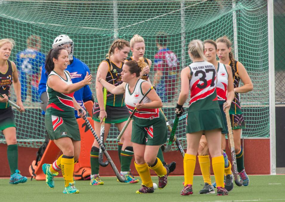 NET PROFIT: Action from the GNL women's hockey match between Tamar Churinga and West Devonport at St Leonards. Picture: Phillip Biggs