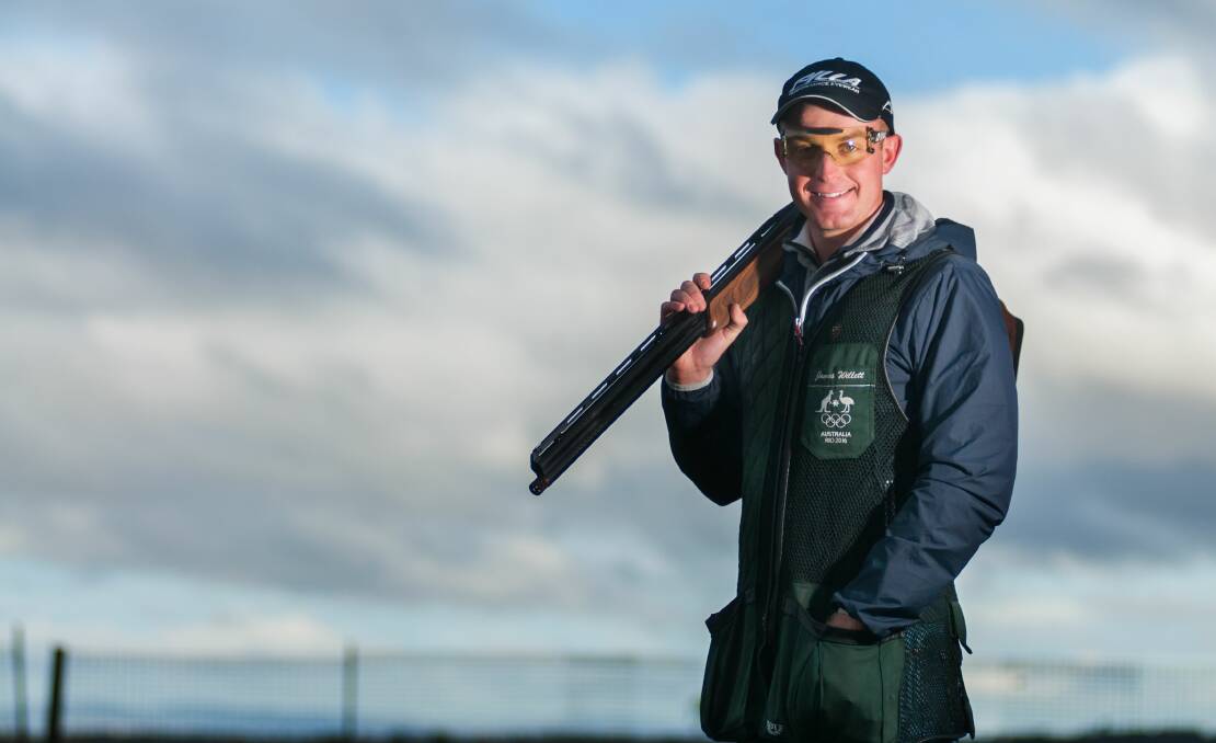 ON TARGET: Double trap world champion James Willett competed at Evandale's Tasmanian Gun Club on Sunday. Picture: Phillip Biggs