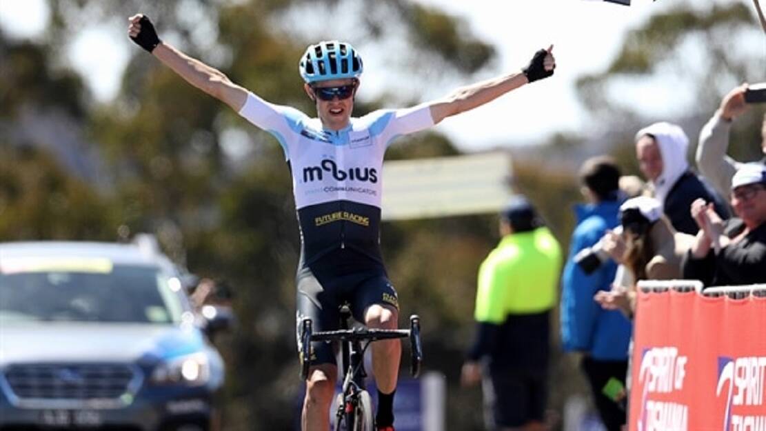 Big Ben strikes: Last year's Tour of Tasmania winner Ben Dyball celebrates victory.