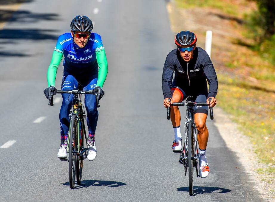 Road race: Legana cyclist Josh Wilson training with Richie Porte. Picture: Scott Gelston