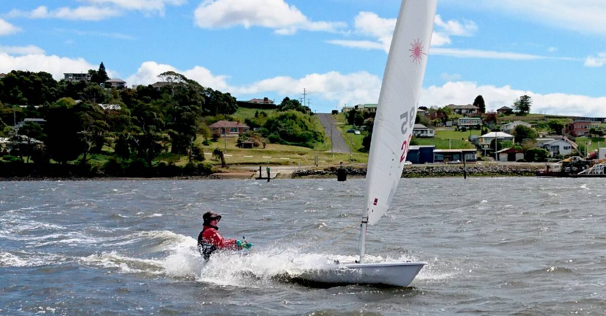 CHALLENGING CONDITIONS: Laser series leader Ryan Morton battled strong winds to win two out of three races in the Tamar Yacht Club point race on Saturday.