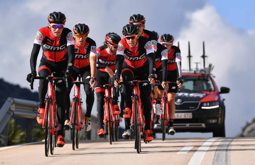 Team sport: Richie Porte (front right) is pleased with the BMC team he will lead at the Tour de France next month. Picture: Getty Images