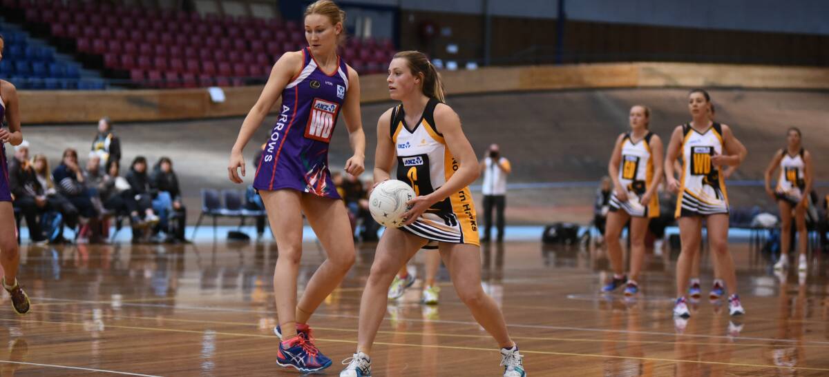 Hawk talk: Jennifer Guy playing for the Northern Hawks against Arrows at the Silverdome on Sunday. Picture: Neil Richardson