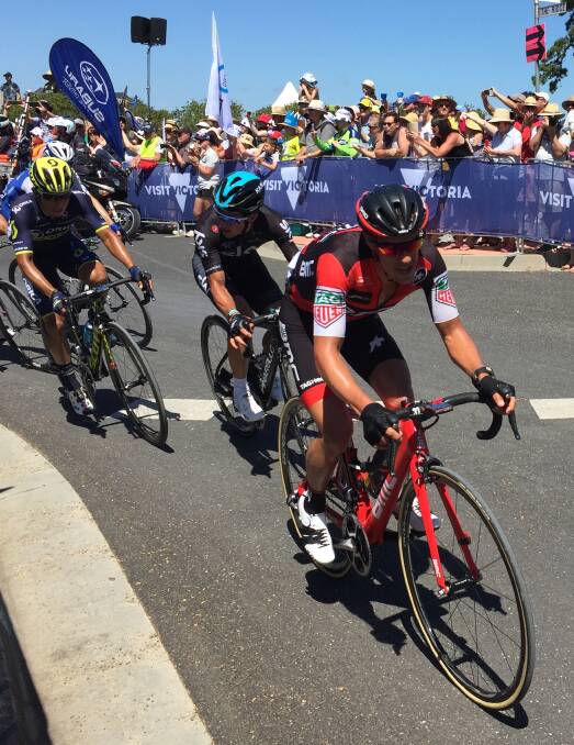 Great stuff: Richie Porte leading the Cadel Evans Great Ocean Road Race on Sunday. Picture: Janine Buesnel