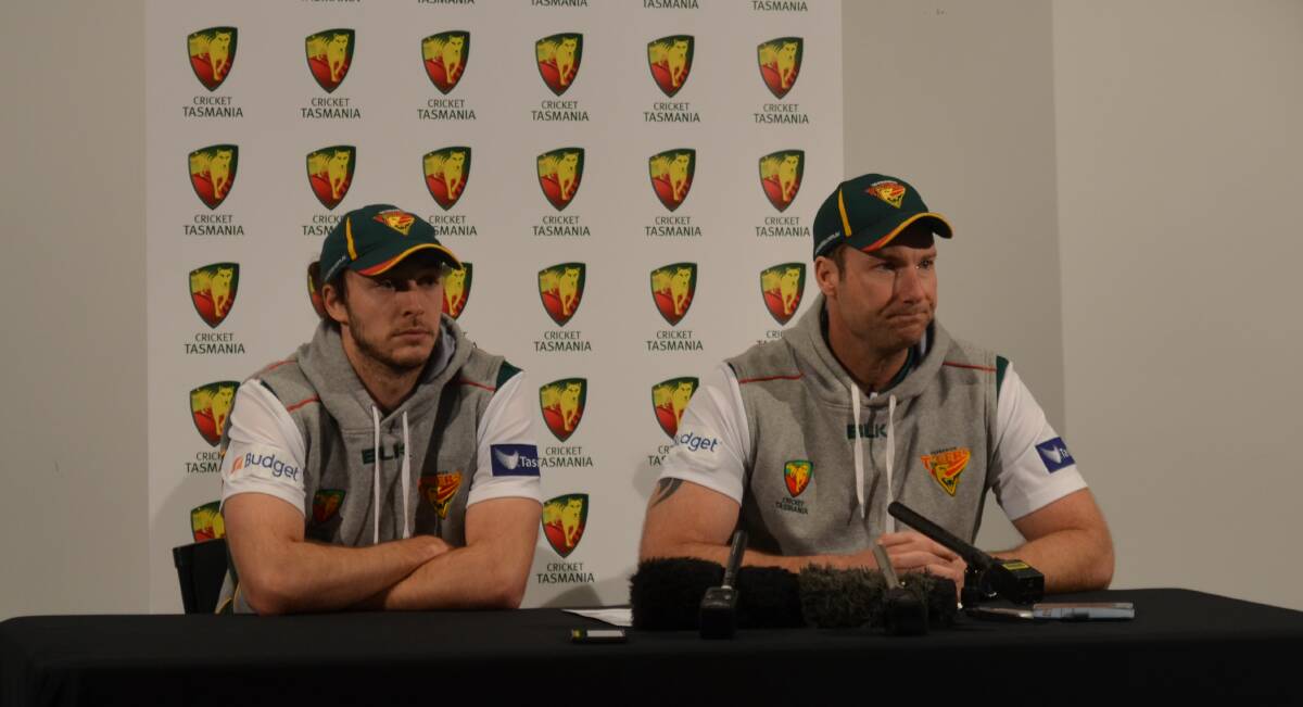 Gabe Bell and Adam Griffith at this week's press conference. Picture: Rob Inglis