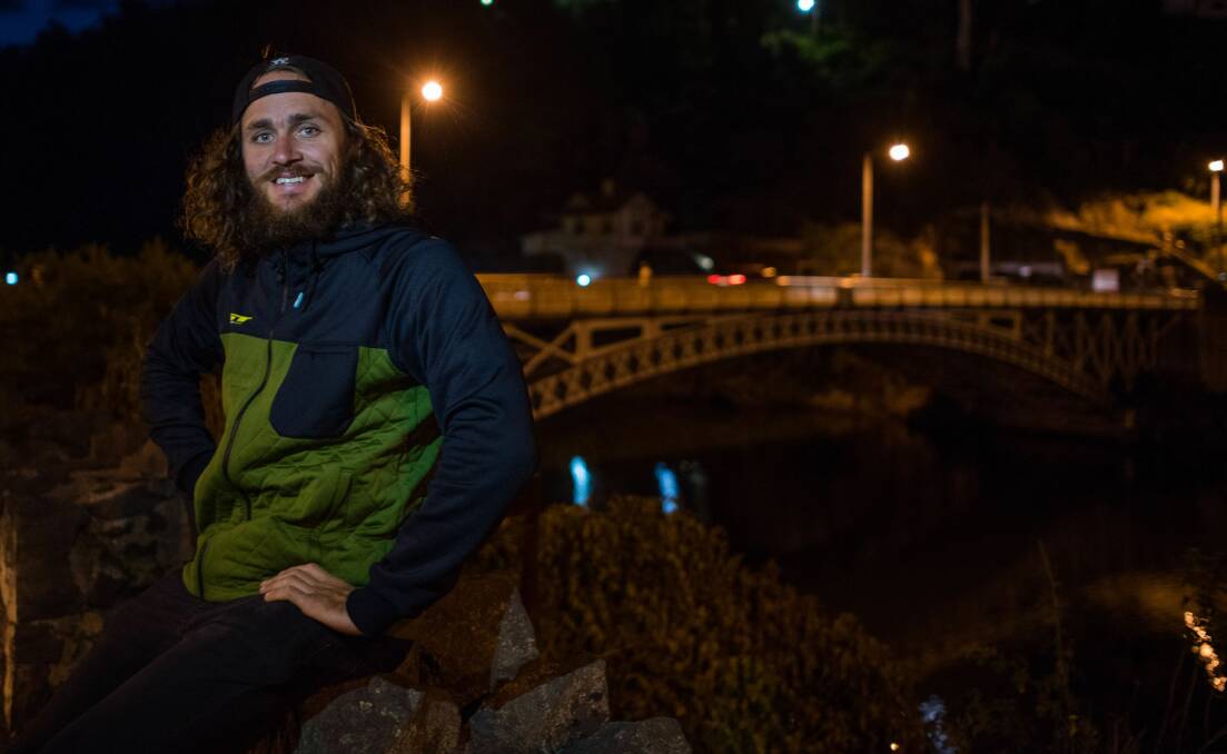 Bridging the gap: Enduro World Series leader Wyn Masters takes in the sights of Launceston before heading to Derby for Round 2 on Sunday. Picture: Scott Gelston