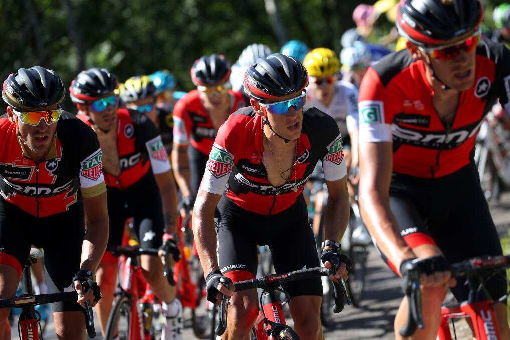 Red army: Richie Porte had strong support from his BMC teammates before crashing out of this year's Tour de France. Picture: Getty Images