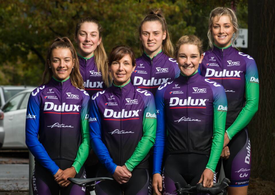 Gloss finish: The TIS Racing Team of Anya Louw, Renee Dykstra, Belamie Flint, Morgan Gillon, Madeleine Fasnacht and Macey Stewart at last month's launch.