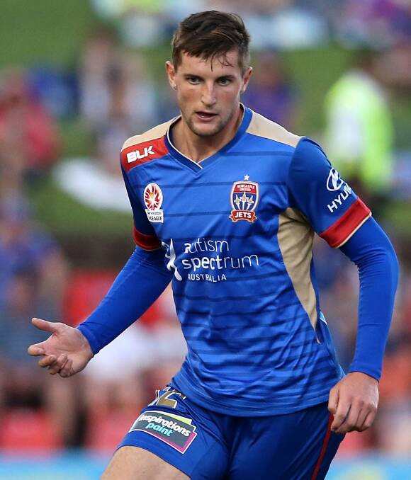 Jet propelled: Tasmanian-born striker Andy Brennan in action during the A-League match between Newcastle Jets and Perth Glory last March. Picture: Getty Images
