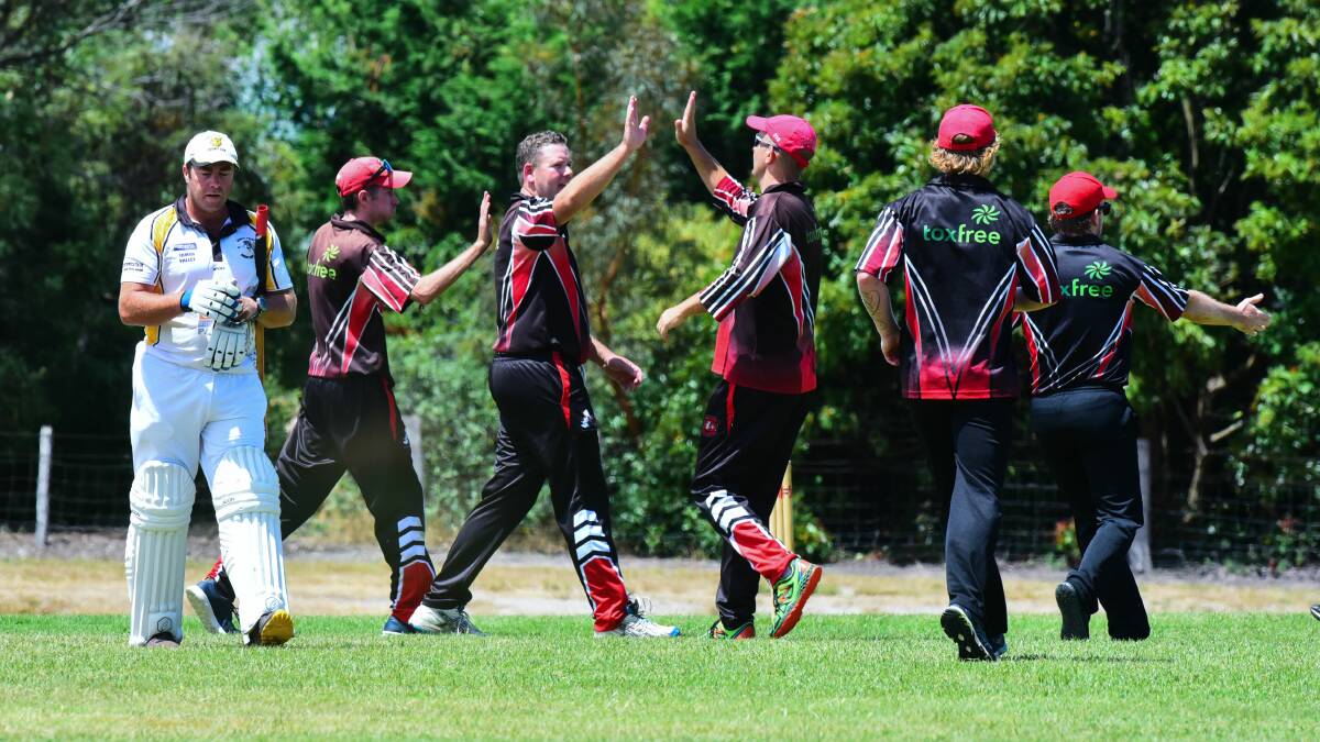 Point taken: Hadspen players celebrate the dismissal of Beauty Point batsman Jason Savage when the sides met in January. Picture: Neil Richardson