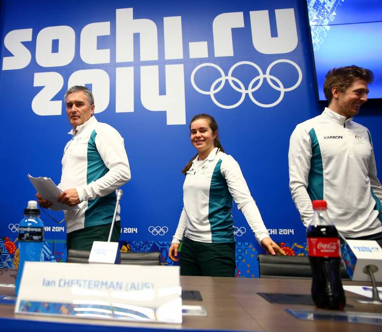 Chest mark: Australian chef de mission Ian Chesterman on duty at the 2014 Winter Olympics in the Russian city of Sochi. Picture: Getty Images