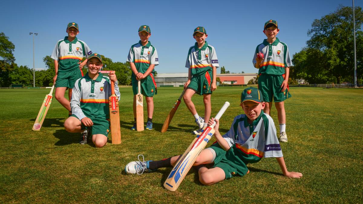 Northern players in the 12-and-under state cricket team Arie Schoenmaker, of Mowbray CC, Thomas Beaumont, of Launceston CC, Ben Chaplin of Latrobe CC, Aidan O'Connor, of Riverside CC, Kaidyn Turner, of Riverside CC and Bradley O'Toole of Ulverstone. Picture: Paul Scambler