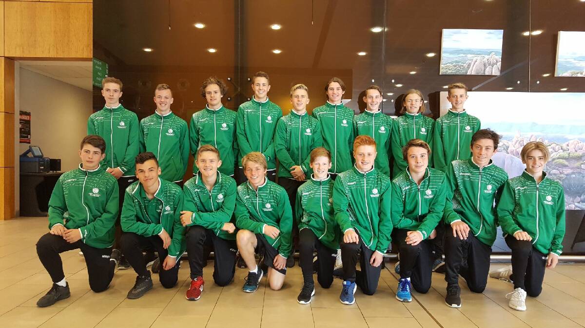 Taking off: Football Federation Tasmania's under-15 challenge squad setting off for Canberra.