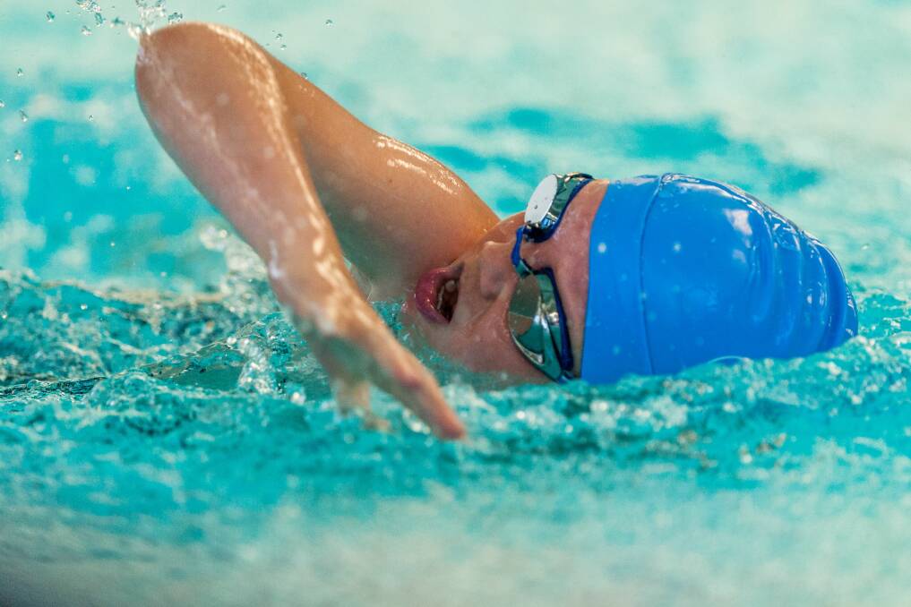 Breathe easy: Samuel Fischer, of South Esk Swimming Club, during the boys' 11 and under freestyle.