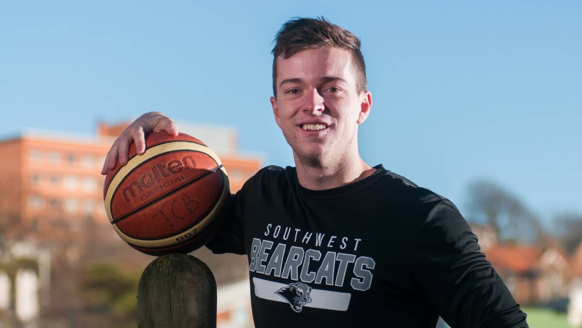 Familiar surroundings: Kai Woodfall is back home in Launceston midway through a four-year basketball scholarship in the US. Picture: Phillip Biggs