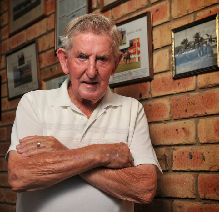 Winner: Fred Riley, pictured with some of his memorabilia in 2012 on the 50th anniversary of him winning the Launceston Cup.