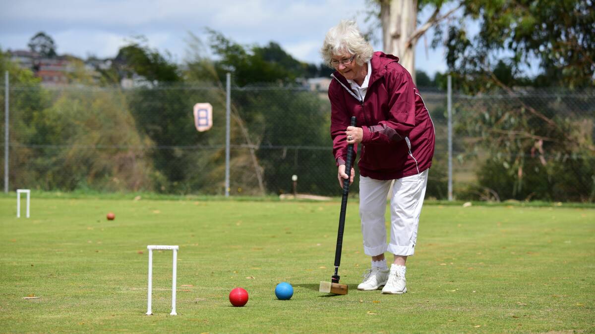 Green light: Kaye Jeffery, of St. Leonards Croquet Club, competing at the Tasmanian doubles champs in February.