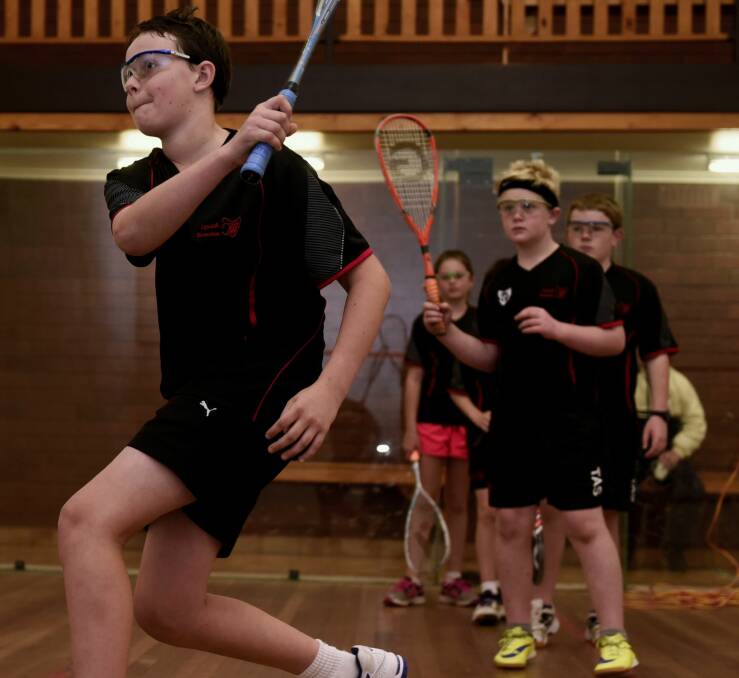 Smash hit: Kieran Simpson at the squash training session. Picture: Neil Richardson