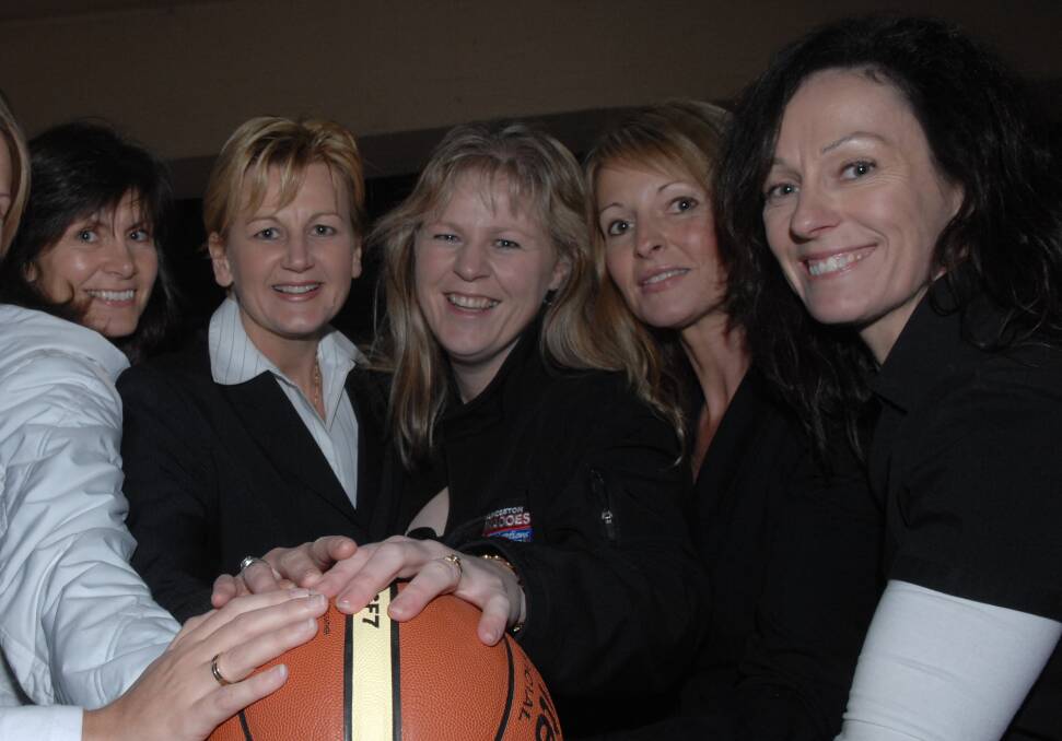 On the ball: Launceston basketballers Shelley Clay, Liz Dixon, Mandy Gibson, Sarah Veale and Gelinda Dell.