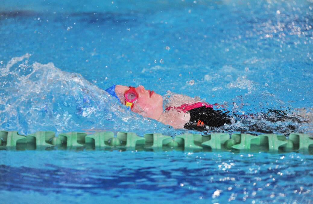 South Esk's Sophie Fassett in the under-10 girls 50m backstroke.