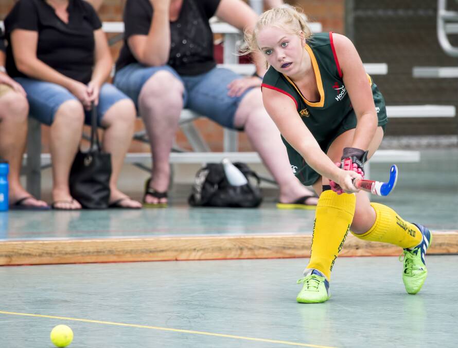 Pass master: South Launceston's Lauren Buchanan in action for Tasmania at the national indoor hockey championships in Wollongong. Picture: Click InFocus
