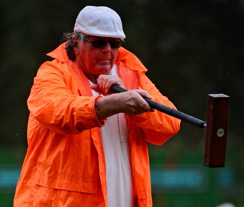 Rain break: Cliff Fleming, of Newnham, a picture considering his next shot at the Northern croquet competitions doubles championships. Pictures: Paul Scambler