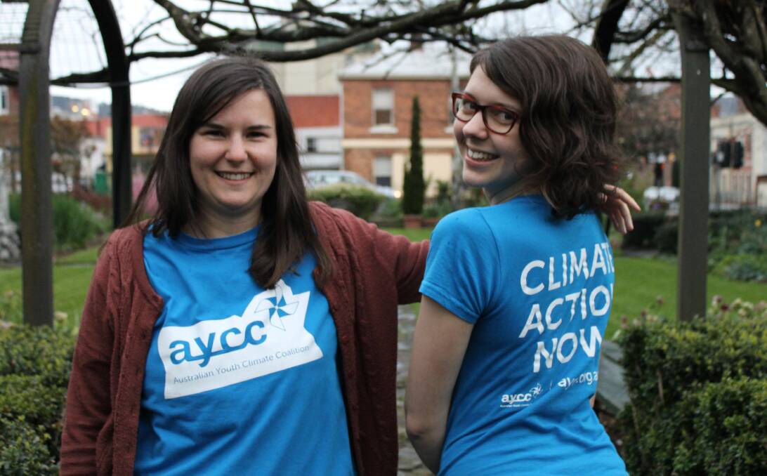 BRIGHT FUTURE: Holly Dawson and Gina Cubitt are convenors in Launceston for the Australian Youth Climate Coalition. 