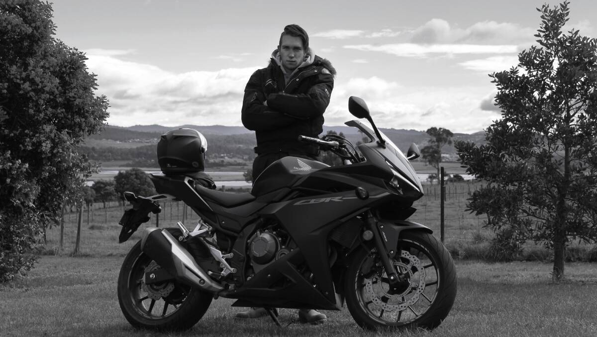 EYES UP: Launceston motorcyclist Luke Corcoran has had a lot of close calls with "inattentive" Tasmanian drivers. Picture: Edin Brady