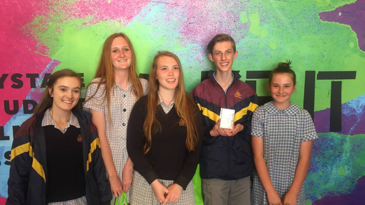 MOVIE MAKERS: Riverside High School's Jessica Faulkner, Sienna Cook, Mia Deans, Joel Parkinson and Trevallyn Primary School's Anya Deans. Picture: Supplied