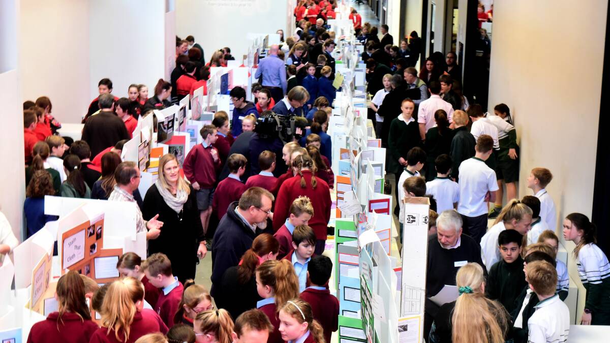 Students show off the projects at the Science Investigation Awards in Launceston.