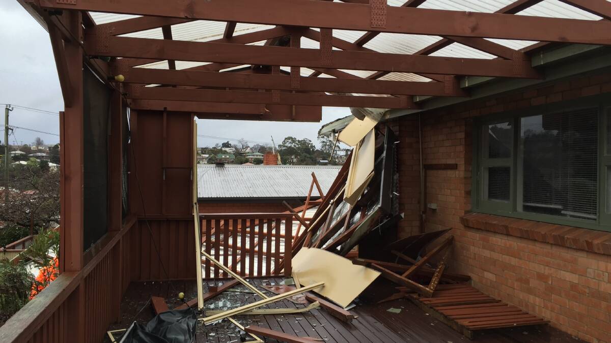 The roof of a Kings Meadows home was ripped off by wind gusts on Tuesday. 
Pictures: Sarah Aquilina