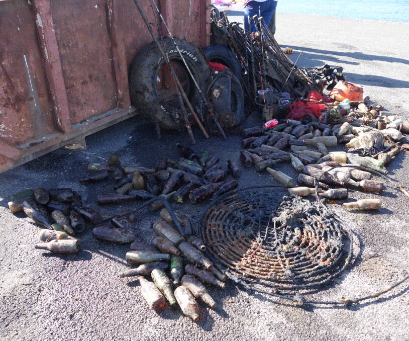 TRASH: A portion of the debris collected at one of CONT's clean-up dives. Picture: Megan Dykman