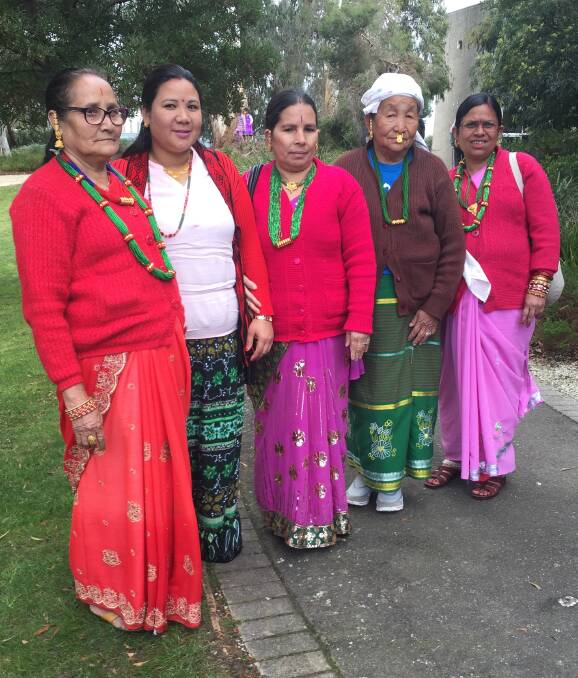 TRADITIONAL: Women from Northern Tasmania's Bhutanese community celebrate Teej with singing, dancing, prayer and food. Picture: Sarah Aquilina