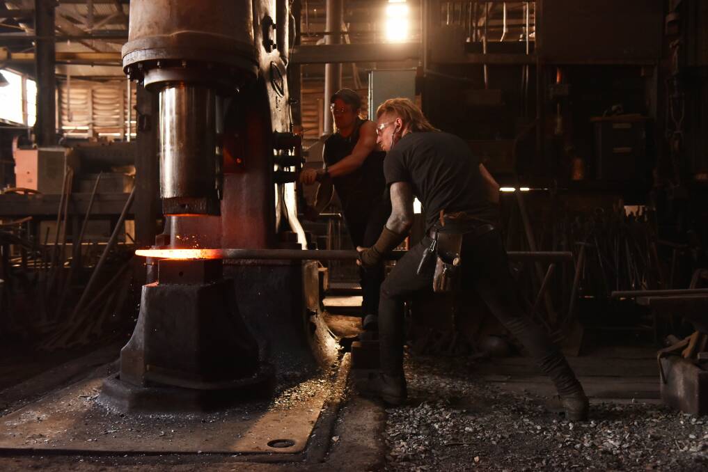 Pete Mattila Blacksmith at work in the QVMAG Blacksmith Shop. Picture: Scott Gelston