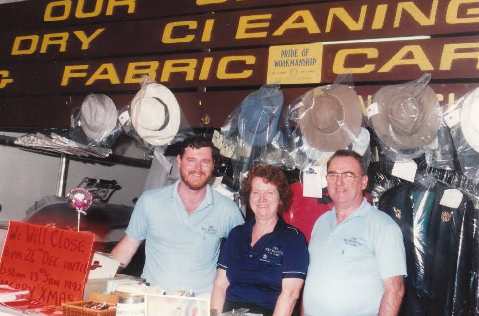 Memories: Geoff Pearce, June Bullivant and Barry Bullivant at Pressmatic Dry Cleaners in 1992.