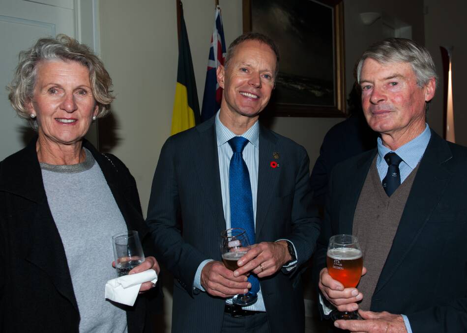 ANZACS: Australia's Ambassador of Belgium Jean-Luc Bodson with Anne and Tony Jensen, of Yass. Picture: Elesa Kurtz