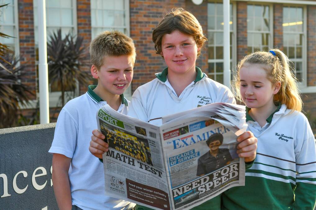 MAKE A DIFFERENCE: East Launceston primary student leaders Charlie Ancher, Flynn Viney and Saskia Henderson. Picture: Scott Gelston