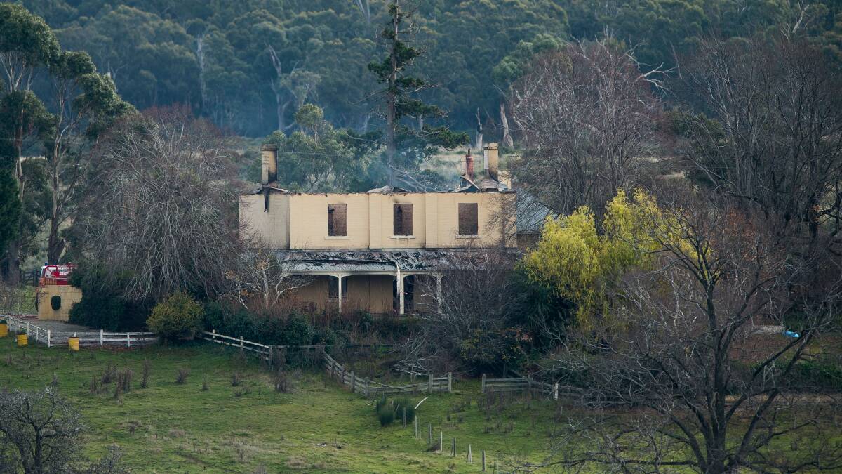 The fire caused $1 million in damage to 1860s rural property View Point, at Barton, near Campbell Town. Pictures: Scott Gelston