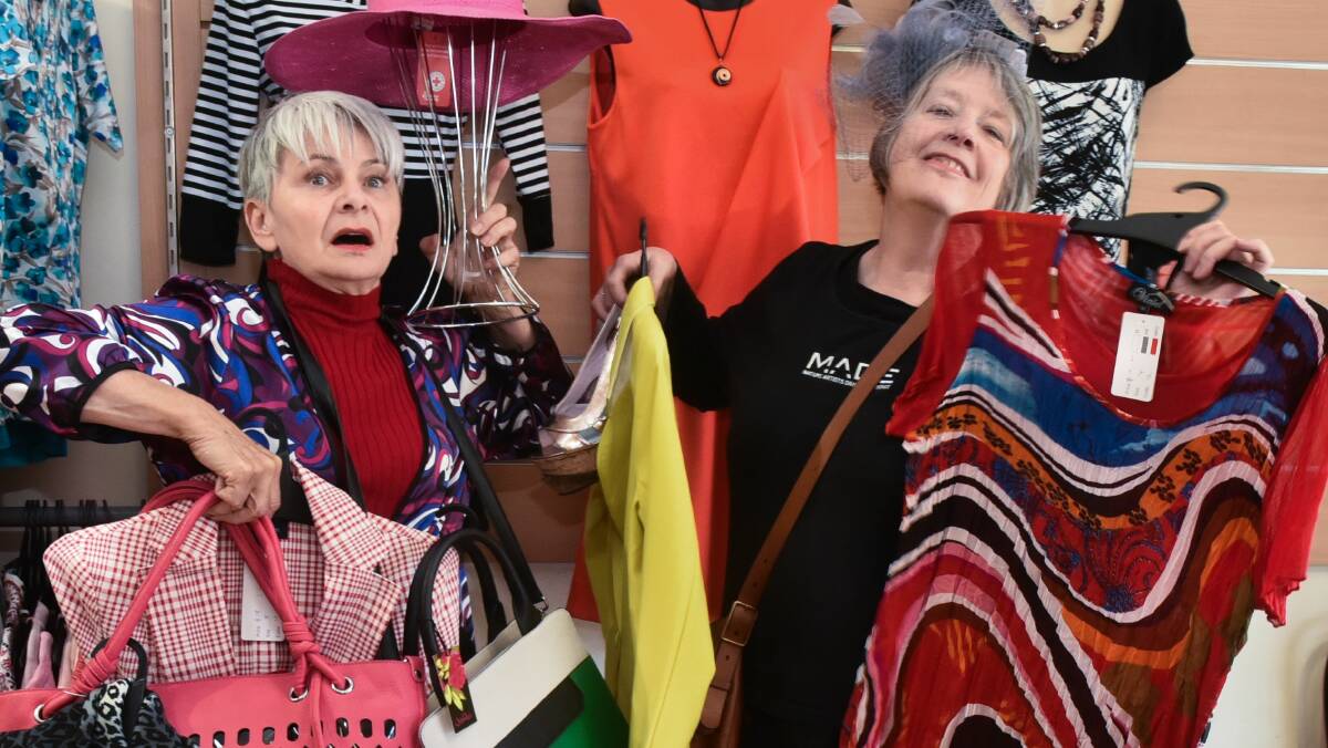 WHAT TO WEAR: The Frock's Mary Eckhardt and Shirley Gibson ahead of the first show on Friday Night. Picture: Neil Richardson