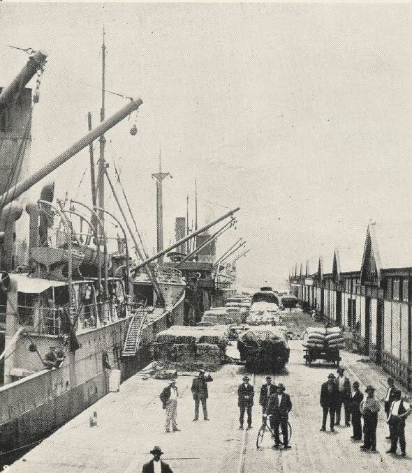 Cargo on Kings Wharf in November 1922. Photo by The Weekly Courier.