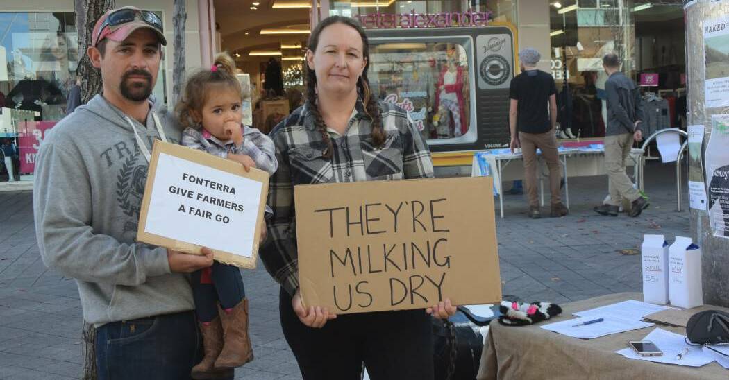 RALLY SUPPORT: Winnaleah dairy farmer Danielle Carins protesting in Launceston's Brisbane Street Mall earlier in the month. 