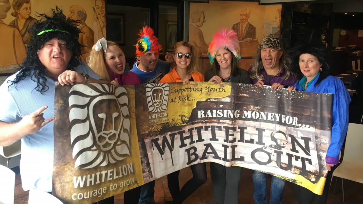 BACK IN TIME: LAFM Whitelion Bailout team members Rob Fairs, Rhea Gillie, Steve Segale, Sami Nicholls, Barb Walters, Mick Aquarola and Sharon Symons ahead of the Whitelion fundraiser on Saturday. Picture: Caitlin Jarvis